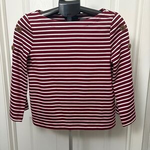 Banana Republic Burgundy and White Striped Long Sleeve Top